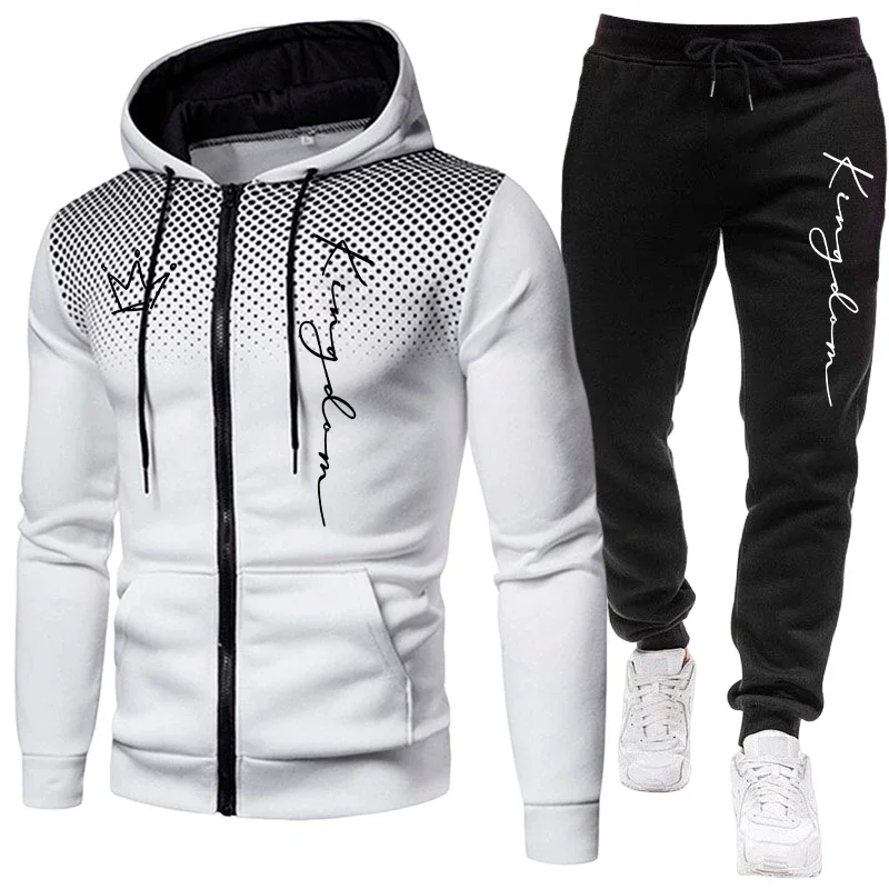 Jogger Sweatpants Men - King Letter Printed Men's Set Zipper