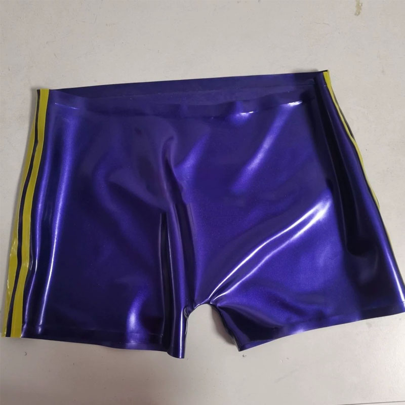 Swim Trunk Shorts - Men Metallic Purple Blue Latex Men's