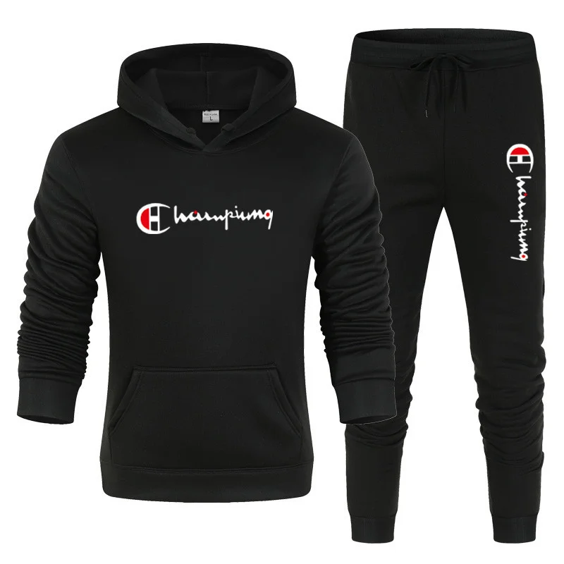 Jogger Sweatpants Men - 2026 Men's Tracksuit Hooded Sweatshirt+Sweatpants 2