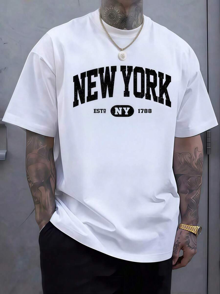 Men'S Fashion New York - 1pc Mens Clothes New York Letter