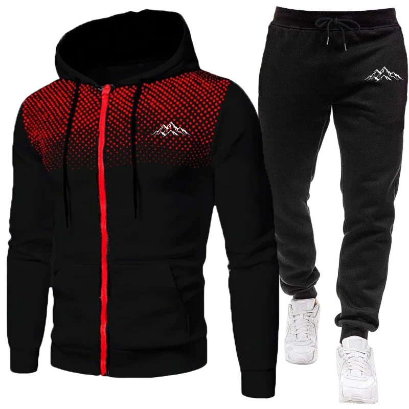 Jogger Sweatpants Men - Men's Set Zipper Hooded Outerwear and
