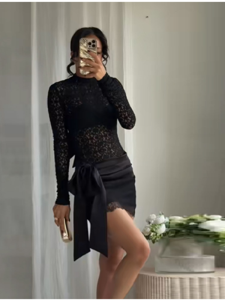 Fashion Black Lace Set Satin B - Mens Fashion Young recension och pris