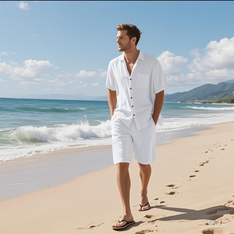 Men Linen Blend Camp Collar Sh - Linen Shirt Summer recension och pris
