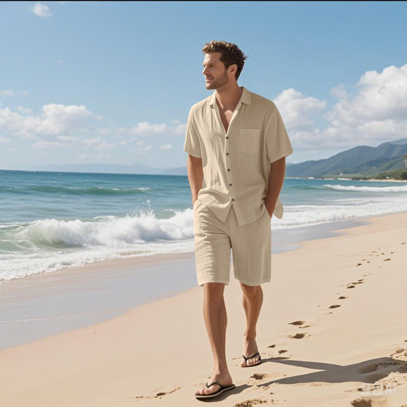 Men Linen Blend Camp Collar Sh - Linen Shirt Summer recension och pris