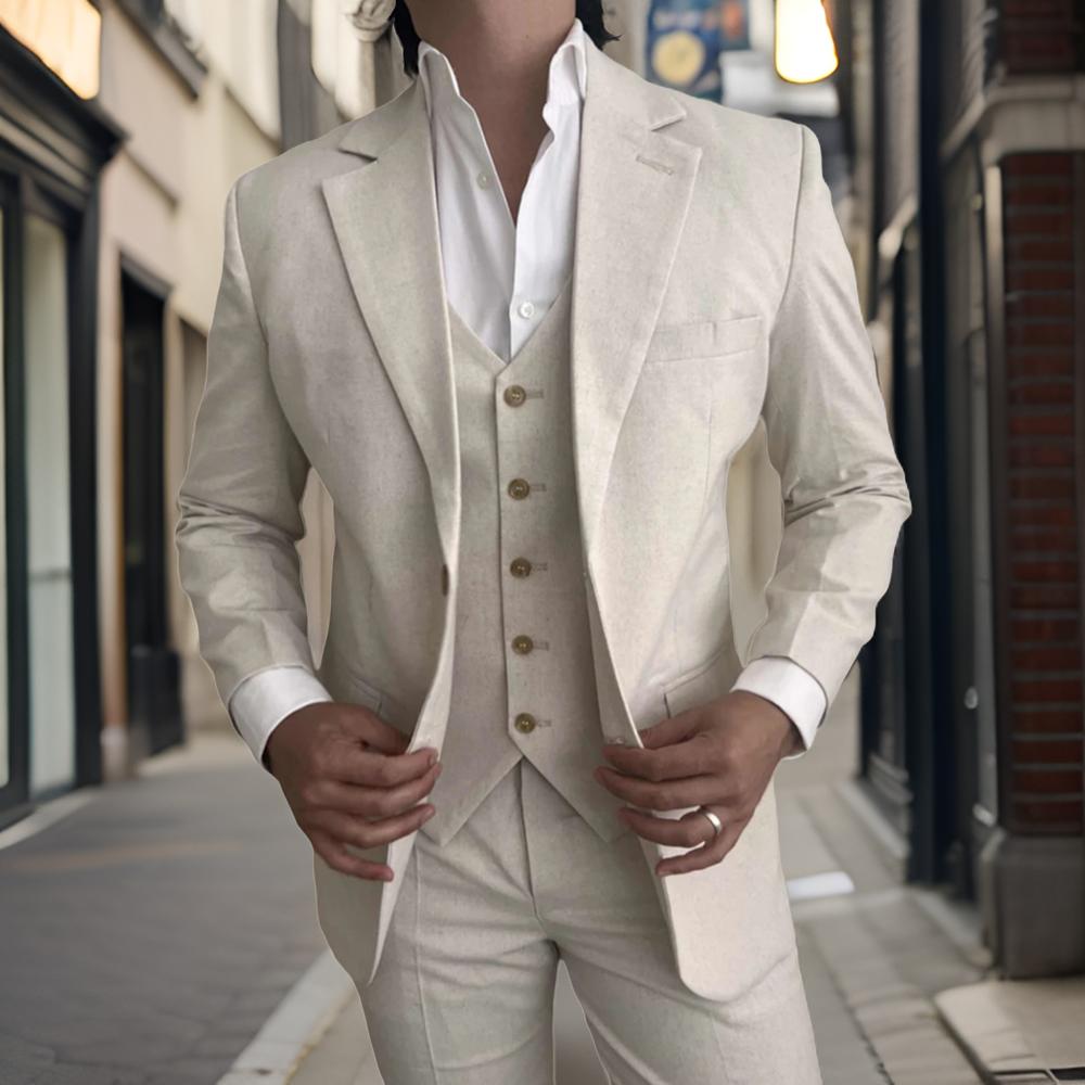 3 Pieces Linen Men Suits for B - Mens Fashion Blazer recension och pris