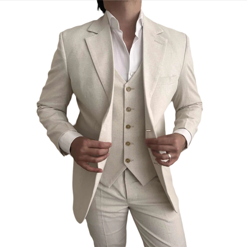 3 Pieces Linen Men Suits for B - Mens Fashion Blazer recension och pris