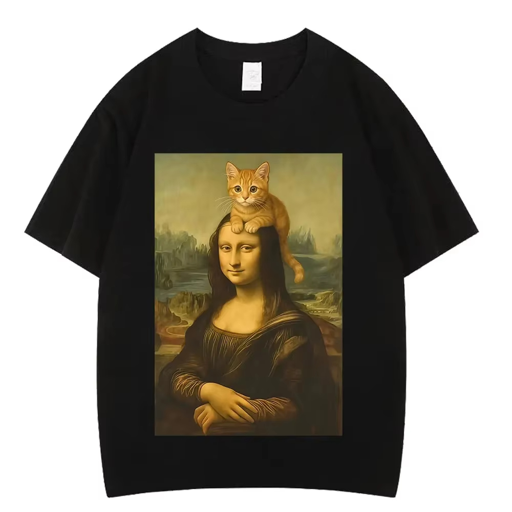 Cat Mona Lisa Funny Meme T-Shi - Men'S Fashion Aesthetics recension och pris