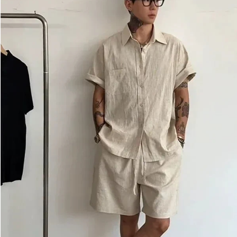 Mens Linen Cotton 2 Piece Set  - Linen Shirt Summer recension och pris