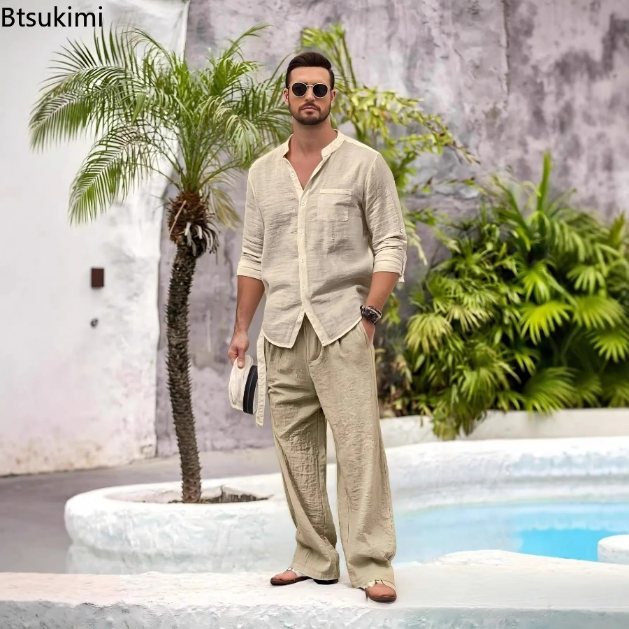 New Men's Casual Cotton Linen  - Linen Shirt Summer recension och pris
