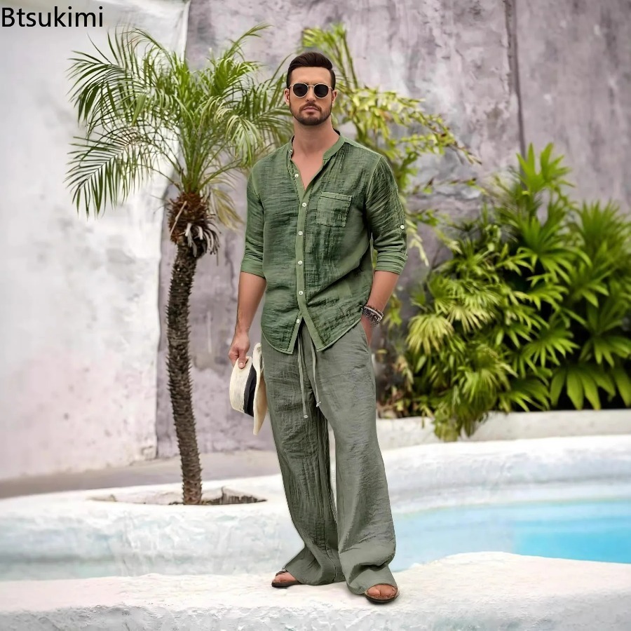New Men's Casual Cotton Linen  - Linen Shirt Summer recension och pris