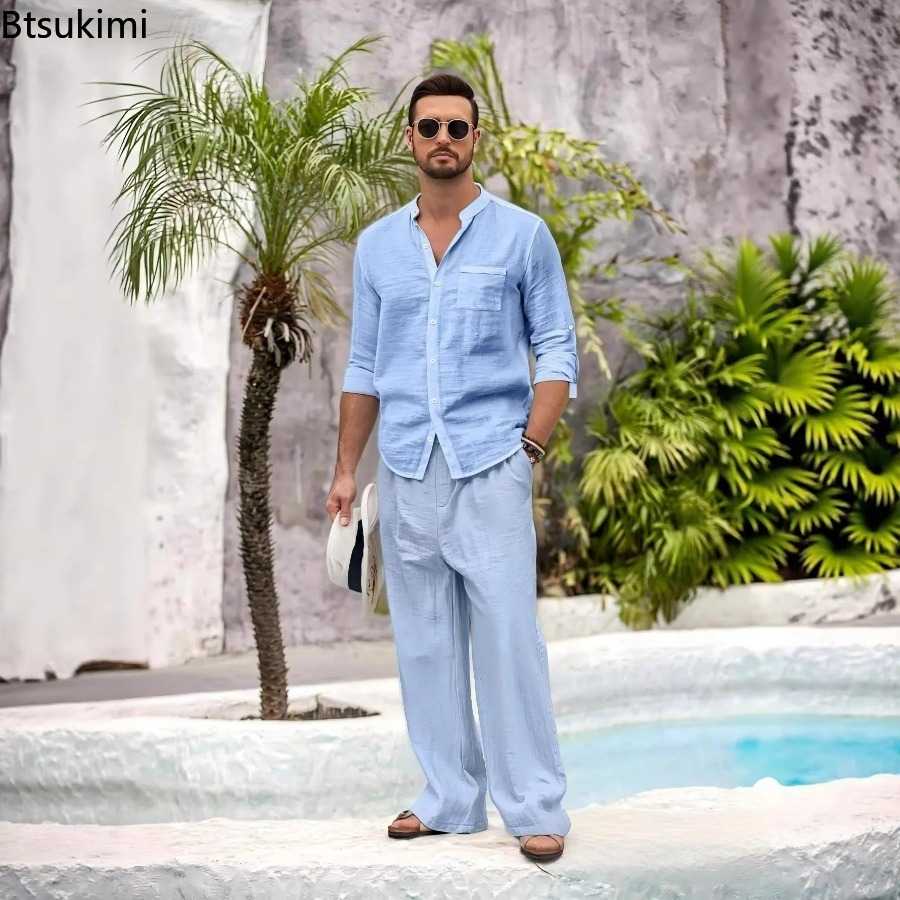 New Men's Casual Cotton Linen  - Linen Shirt Summer recension och pris