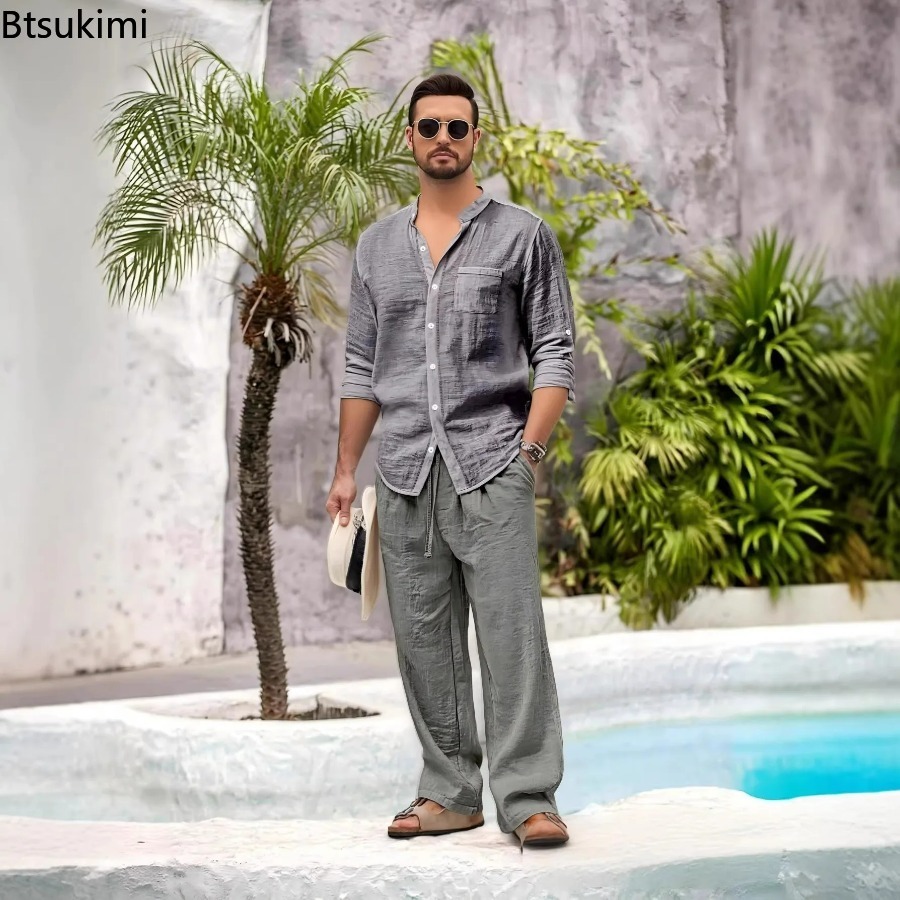 New Men's Casual Cotton Linen  - Linen Shirt Summer recension och pris