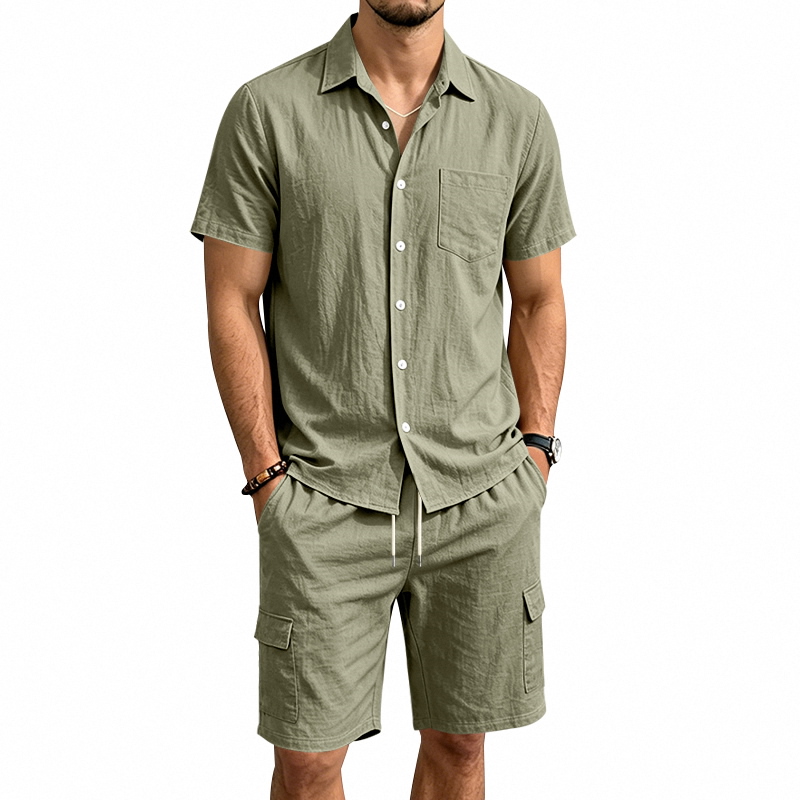 Men Summer American Linen Two  - Linen Shirt Summer recension och pris